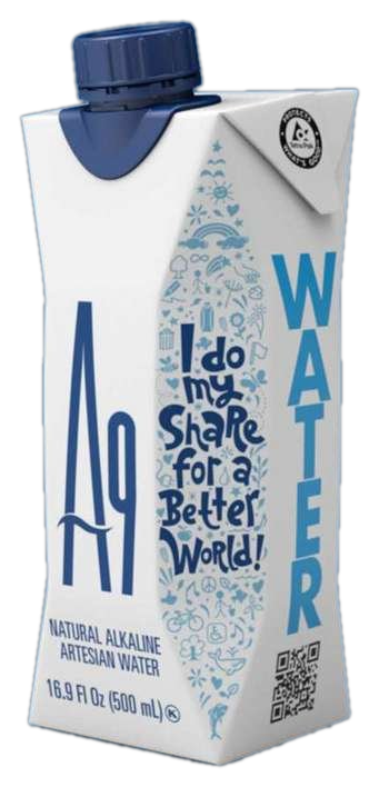 A9 natural alkaline artesian water — 500 ml Tetra Pak carton