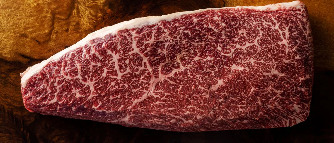 Certified Brazilian Wagyu marbling close-up